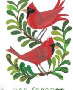 Forever Stamps 2025 Holiday Cheer – Cardinals, Wreath, Holly & Poinsettia Designs, First-Class Postage